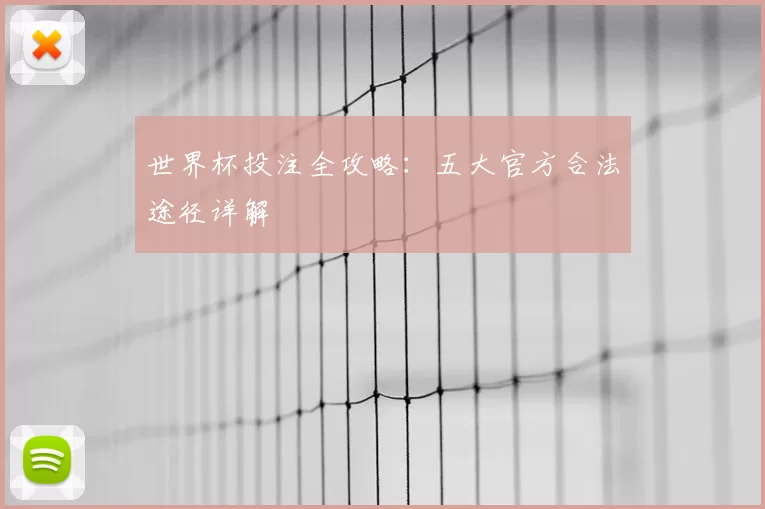 世界杯投注全攻略：五大官方合法途径详解