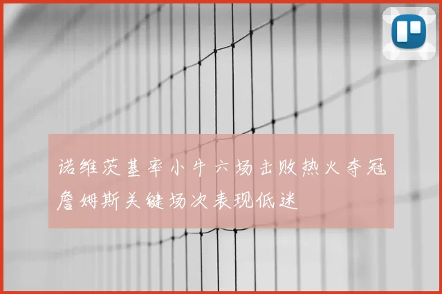 诺维茨基率小牛六场击败热火夺冠詹姆斯关键场次表现低迷